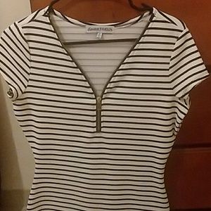 Black and white striped dress